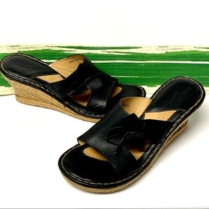 BORN Drilles Leather Wedge Sandal